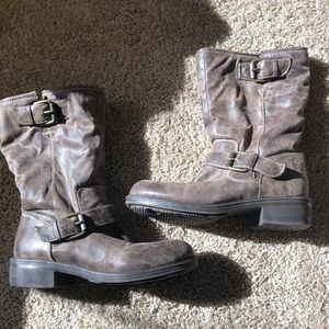 Rustic calf high boots